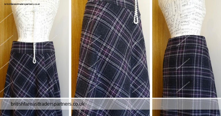 Ladies Women’s HOBBS  Lambswool Tartan Skirt  Asymmetrical Steampunk Lined  UK Size 8 HTF VGC