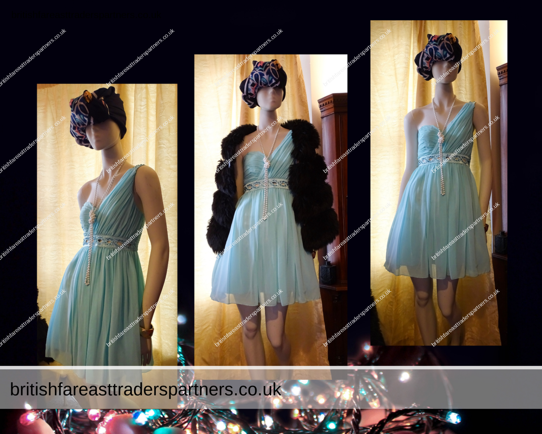 JANE NORMAN Turquoise / Aqua Grecian Cutout  PARTY COCKTAIL Dress UK 10 EURO 36 VGC