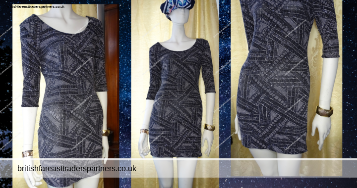 BLACK SILVER Sparkly Glitter Bodycon Party/Cocktail Dress Atmosphere UK 12 VGC