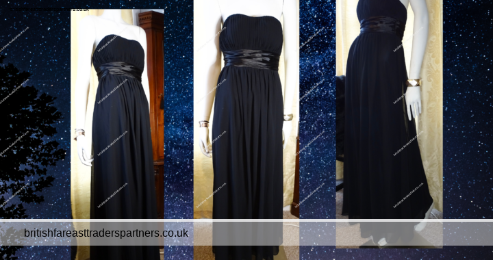 Ladies’ Women’s BLACK Goddess Evening Gown Formal Party Bridesmaid Prom Long Maxi Dress UK 8 AU 8 US 6