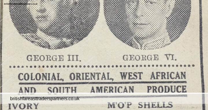 VINTAGE MAY 15 1937 Newspaper Clipping Advertisement HALE & SON Produce Brokers 10 Fenchurch Avenue,  London EC3 England  COLONIAL, ORIENTAL, WEST AFRICAN,  AND SOUTH AMERICAN PRODUCE