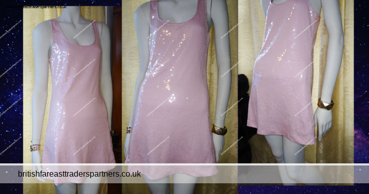 RETRO 1960s VIBE EXPRESS Pink Lilac Clear Sequins Mini Party Cocktail Dress Small GC