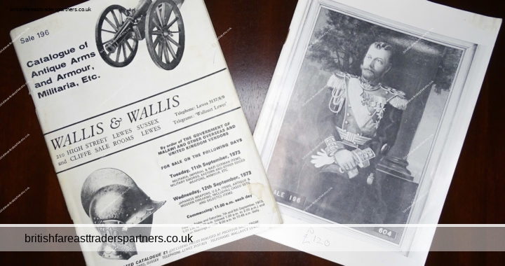 RARE VINTAGE 1973 WALLIS & WALLIS 210 High Street, Lewes, SUSSEX  ANTIQUE Arms and Armour, Militaria etc CATALOGUES X 2 DETAILED Catalogue + ILLUSTRATED Catalogue RESEARCH / HISTORY/ EPHEMERA / COLLECTABLE