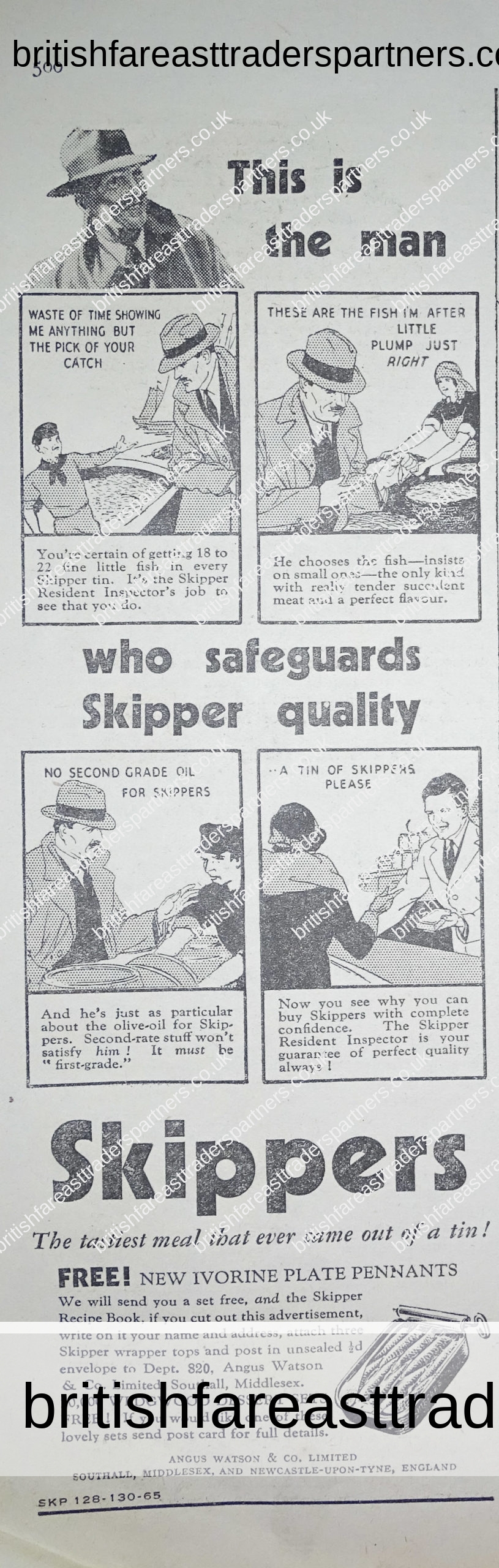 RARE VINTAGE March 24, 1934 COLLECTABLE SKIPPERS Fish Sardines in Tin Woman’s Weekly Illustrated Advertisement