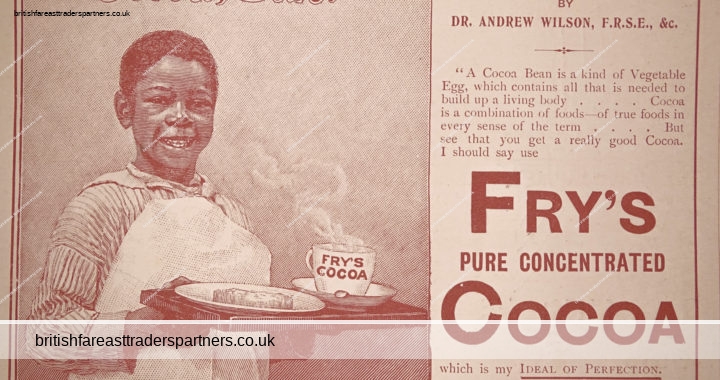 ANTIQUE April 1899 FRY’S Pure Concentrated Cocoa Wide World Magazine Advert “Cocoa Sah” From  A Lecture on COCOA Dr ANDREW WILSON