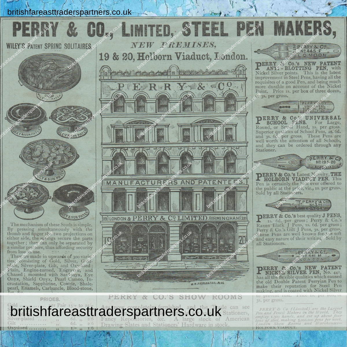 ANTIQUE PRINT ADVERTISING “PERRY & CO LIMITED” STEEL PEN MAKERS LONDON VINTAGE & ANTIQUES | COLLECTABLES | PENS | WRITING | ADVERTISING COLLECTABLES |  PAPER & EPHEMERA | BRITISH HERITAGE | LIFESTYLE & CULTURE