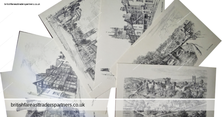 VINTAGE LOT OF 6 POSTCARDS RICHARD HOWARD PENTON LUDLOW, SHROPSHIRE, ENGLAND TOPOGRAPHICAL POSTCARDS PENCIL DRAWINGS / SKETCHES TOKIM PRODUCTION THE BOOKSHOP, LUDLOW PRINTED IN ENGLAND VINTAGE | BRITISH | ARTIST | ART | TOPOGRAPHICAL POSTCARDS | COLLECTABLES | LUDLOW | SHROPSHIRE |  HERITAGE | ART | LIFESTYLE