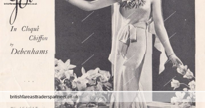 VINTAGE 1935 ‘Summer Evenings GOWN by DEBENHAMS & FREEBODY LONDON PRINT Ad
