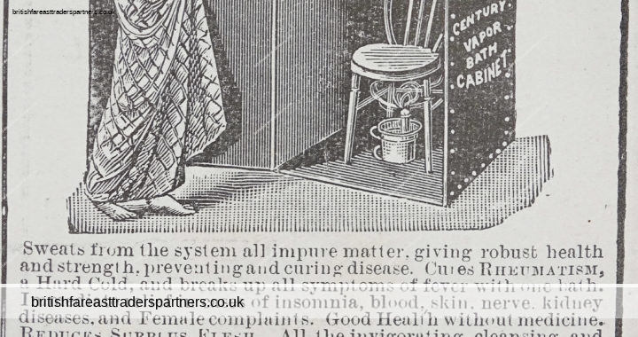 ANTIQUE 1900 THE K.Y. Century Thermal Bath Cabinet Co REGENT STREET LONDON TURKISH BATHS AT HOME Magazine Advertisement COLLECTABLE VICTORIAN ADVERTISING EPHEMERA