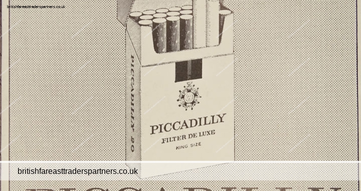 VINTAGE 1967 PICCADILY KING SIZE Filter Cigarette BRITAIN’S FINEST CIGARETTE CHANNEL AIRWAYS PASSENGER TICKET Advert COLLECTABLE TOBACCIANA / SMOKING EPHEMERA