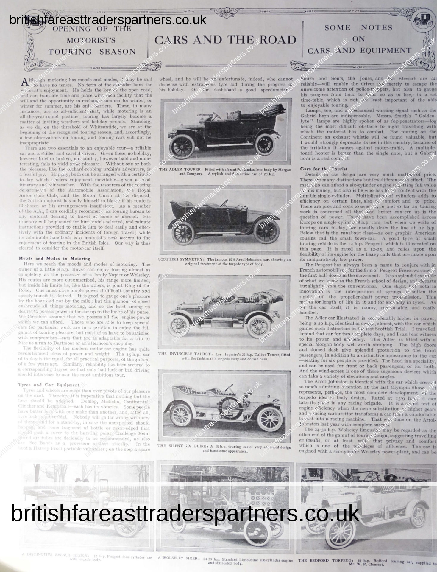ANTIQUE MAY 14, 1910 FULL 5 Pages ARTICLE from THE GRAPHIC MAGAZINE (LONDON) CARS AND THE ROAD: Opening of the MOTORIST’S TOURING SEASON: SOME NOTES ON CARS AND EQUIPMENT COLLECTABLE AUTOMOBILIA | MOTORALIA CARS | HERITAGE | TRANSPORT ADVERTISEMENTS TOURS | TRAVELS | HOLIDAY ARTICLE EPHEMERA