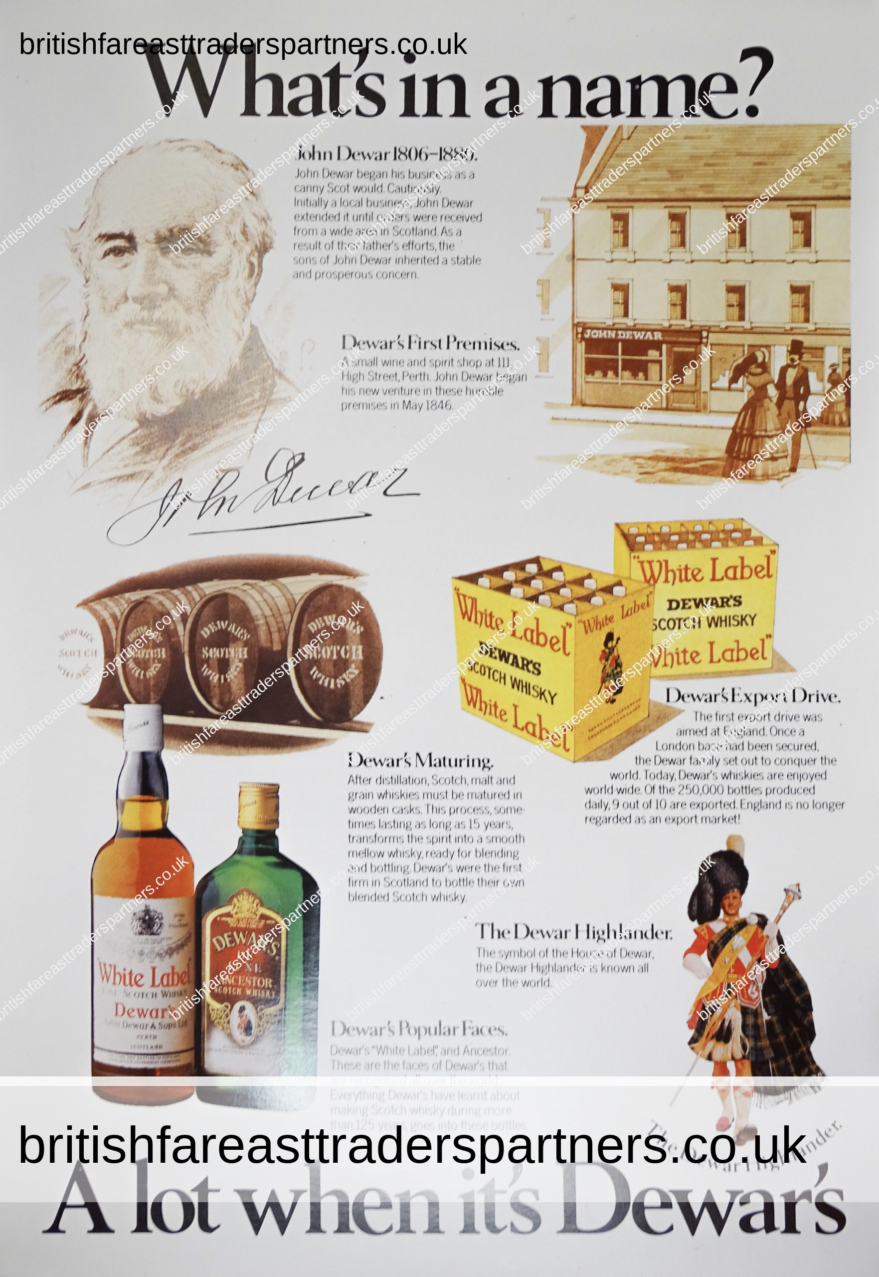 VINTAGE 1982 DEWAR’S Scotch Whisky What’s in a NAME Cunard Cruise MAGAZINE COLLECTABLE PRINT ADVERTISEMENT