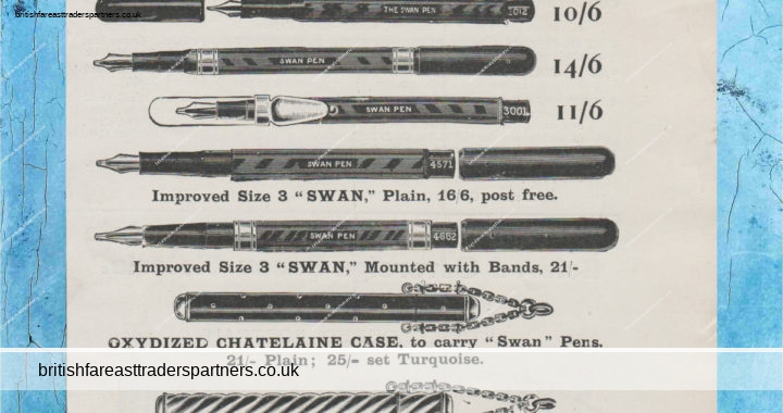 ANTIQUE 1901 SWAN PEN “MABIE, TODD & BARD” LONDON PRINT AD THE SPHERE MAGAZINE