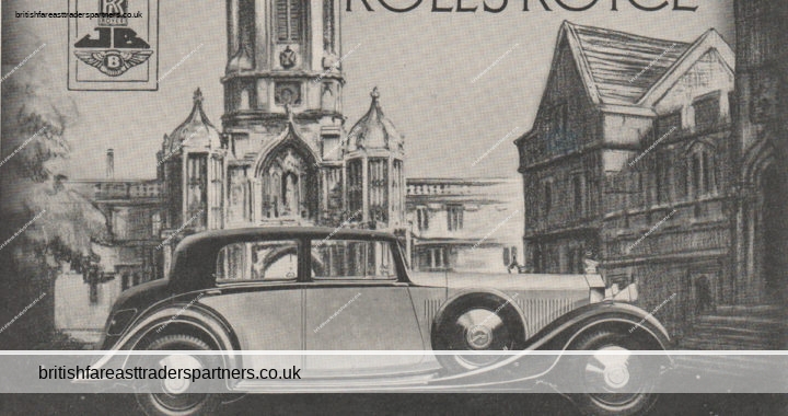 ANTIQUE 1935  ROLLS ROYCE JACK BARCLAY LTD. PRINT AD THE ILLUSTRATED LONDON NEWS