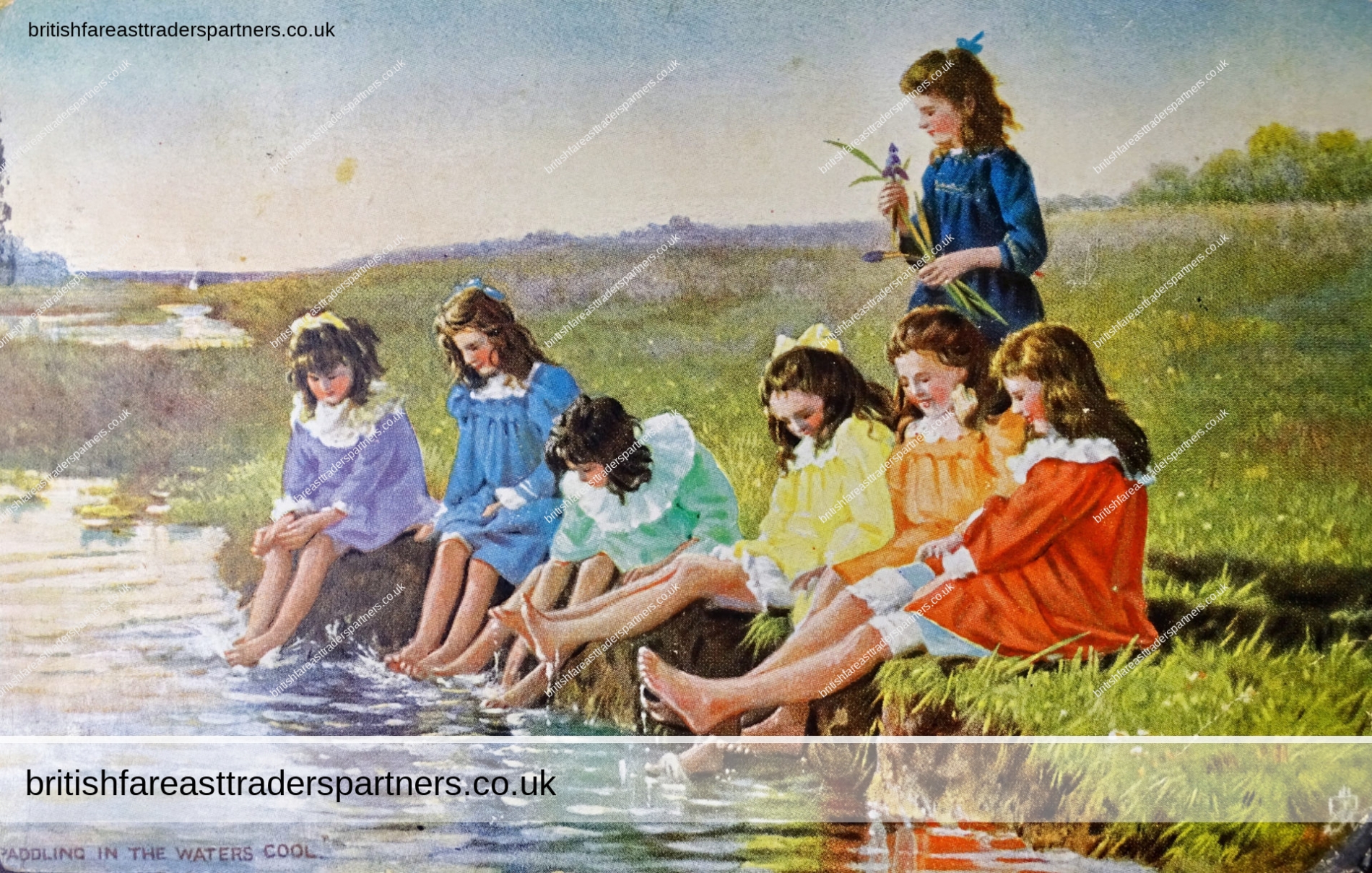 ANTIQUE 1906 POSTCARD RAPHAEL TUCK & SONS “PADDLING IN THE WATERS COOL” OILETTE FUN AND FROLIC NON-TOPOGRAPHICAL POSTCARD RAPHAEL TUCK & SONS |  RURAL LIFE | YOUNG GIRLS | SUMMERTIME |  COUNTRYSIDE | RIVERS & STREAMS | BRITISH | HERITAGE | CULTURE | LIFESTYLE