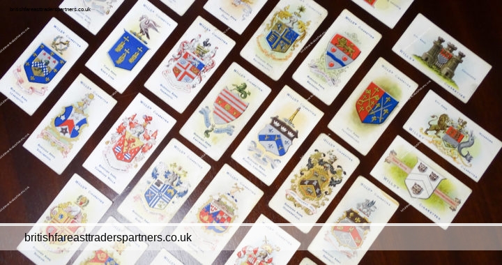 VINTAGE Wills’s Cigarettes CARDS CITY / TOWN / BOROUGH ARMS Imperial Tobacco Co Ltd GREAT BRITAIN & IRELAND COLLECTABLE TOBACCIANA PICTURE CARDS HISTORY / RESEARCH