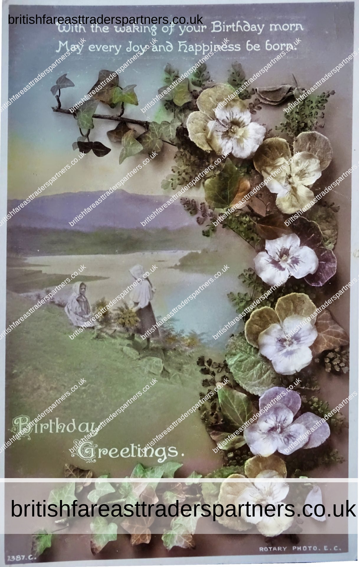 VINTAGE / ANTIQUE BIRTHDAY GREETINGS FLORAL & COUNTRYSIDE SCENE ROTARY PHOTOGRAPHIC SERIES PRINTED IN BRITAIN COLLECTABLES | POSTCARDS | GREETINGS