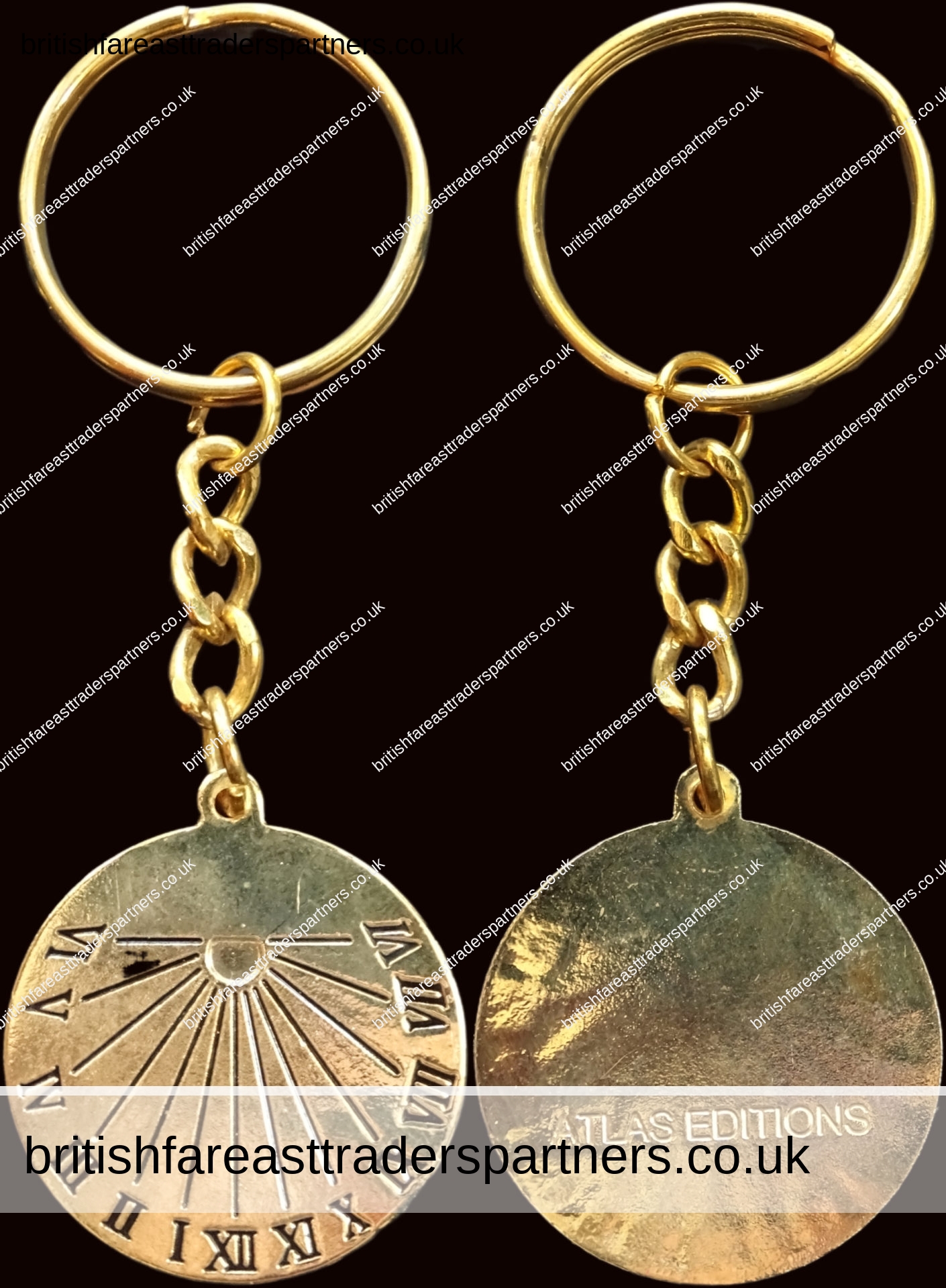 ATLAS EDITIONS SUNDIAL Gold Tone Collectable KEY RING