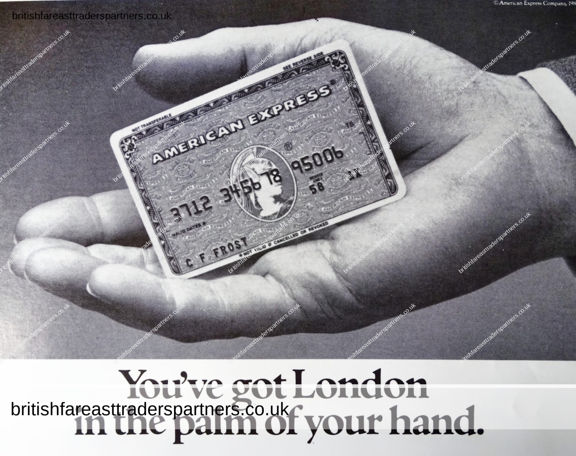 VINTAGE 1980s AMERICAN EXPRESS CARD YOU’VE GOT LONDON IN THE PALM OF YOUR HANDS CUNARD MAGAZINE ADVERTISING | COLLECTABLE  FINANCE ADVERTISEMENT | SHOPPING | DINING | ENTERTAINMENT BUSINESS | LIFESTYLE | LUXURY PRINTS | EPHEMERA