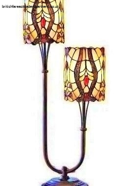 TIFFANY Style ART NOUVEAU INTERIORS Cream Twin Stem CERAMIC TABLE LAMP HOME LIGHTING | INTERIORS | DECORS | LIFESTYLE | VINTAGE STYLE | OLD WORLD