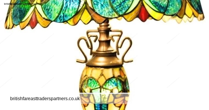BLUE & YELLOW DOUBLE TIFFANY LAMP 68 cm STAINED GLASS TABLE LAMP ART NOUVEAU  HOME LIGHTING | INTERIORS | DECORS | LIFESTYLE | MINSTER STYLISH LIVING VINTAGE STYLE | OLD WORLD