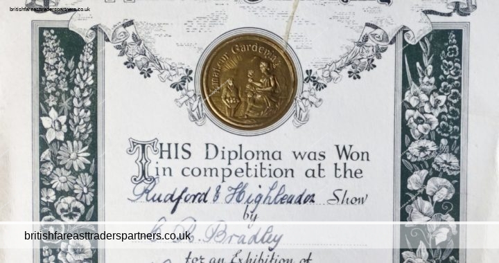 VINTAGE AUGUST 2nd 1948 AWARD OF MERIT PRESENTED BY “AMATEUR GARDENING” RUDFORD & HIGHLEADIN SHOW C.R. BRADLEY EXHIBITION OF SWEET PEAS HISTORY | MEMORABILIA | GARDENING | BRITISH CULTURE | COLLECTABLES |  DOCUMENTS | EPHEMERA