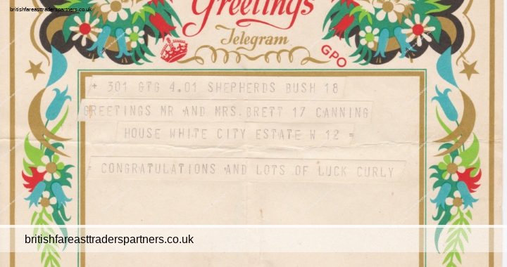 VINTAGE COLLECTABLE GREETINGS TELEGRAM CHISWICK 14 JULY 1951 GENERAL POST OFFICE (GPO) ART BY S. HERBERT VINTAGE | GREETINGS | PAPER & EPHEMERA | LIFESTYLE | CULTURE | HERITAGE | BRITISH | POSTAL SERVICES | COMMUNICATIONS