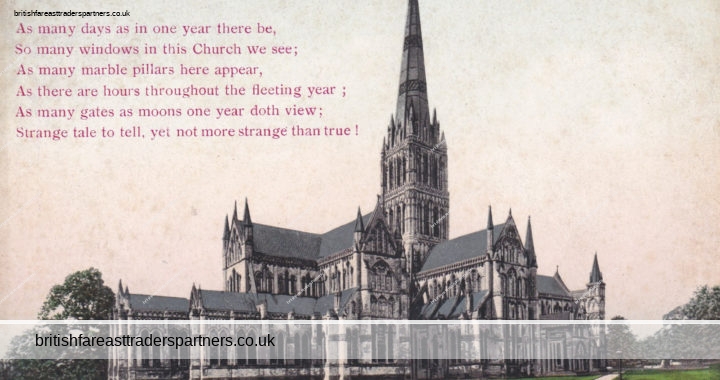VINTAGE “Salisbury Cathedral N.E.” WILTSHIRE, England Collectable POSTCARD