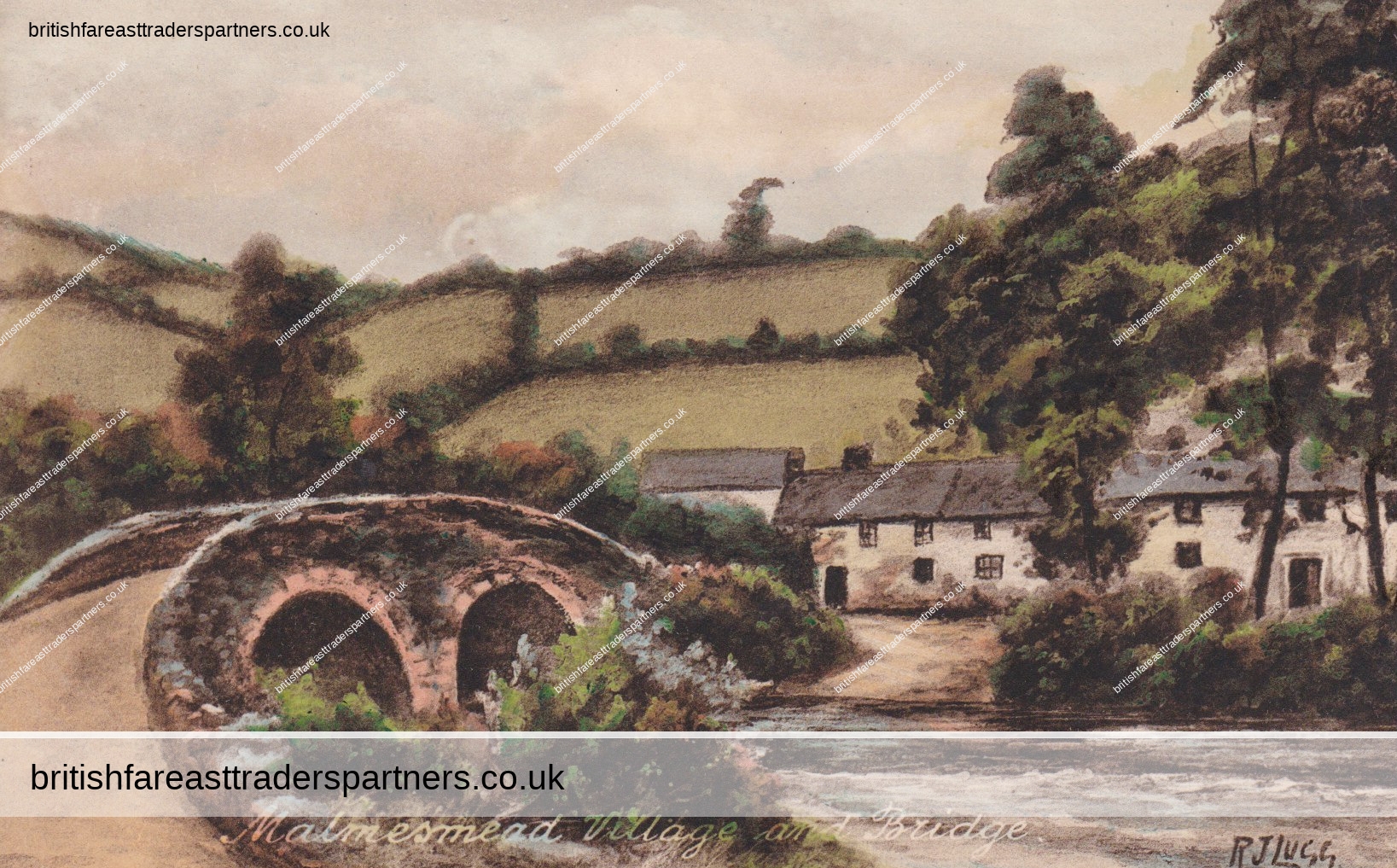VINTAGE COLLECTABLE POSTCARD “MALMESMEAD VILLAGE AND BRIDGE” INN NOW OPERATING AS LORNA DOONE INN ENGLAND, UNITED KINGDOM TOPOGRAPHICAL POSTCARDS | ART POSTCARDS BRITISH | COUNTRYSIDE | COTTAGES | VILLAGES |  NATURE | TOURISM HISTORY | CULTURE  | HERITAGE | LIFESTYLE