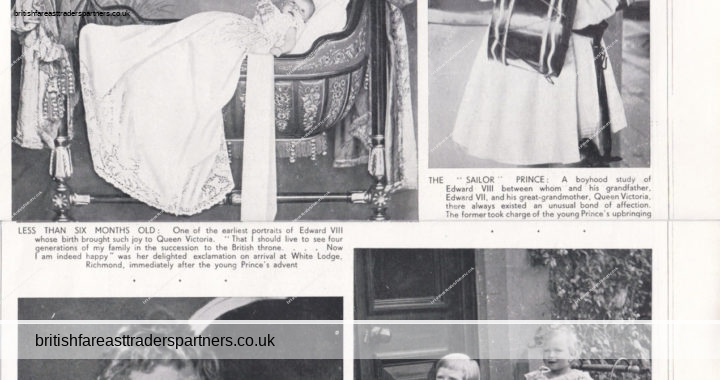 VINTAGE 1936 “KING EDWARD VIII: INFANT, BOY CHILD, & KING” THE SPHERE Article