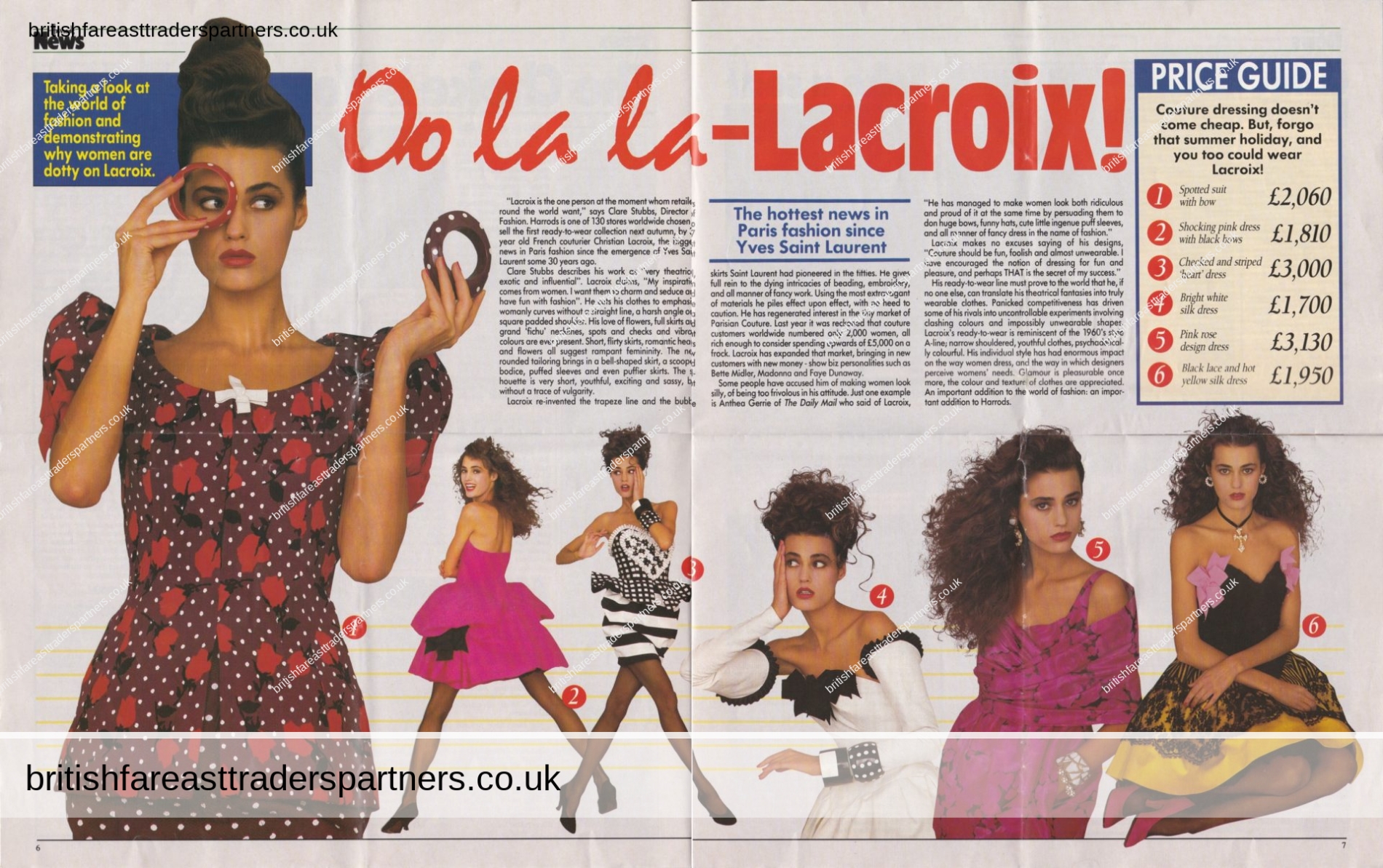 VINTAGE APRIL 1988 LACROIX WOMEN’S COUTURE FASHION” COLLECTABLES | ADVERTISING | FASHION | COUTURE | LONDON | PARIS | SOCIETY | LIFESTYLE | SHOPPING | DESIGNER | LUXURY