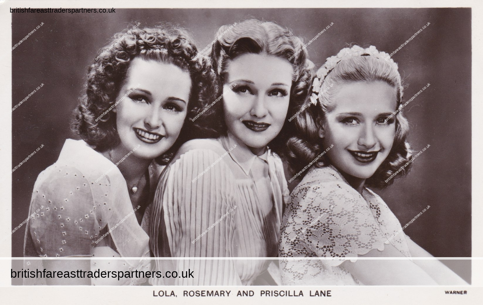 VINTAGE COLLECTABLE POSTCARDS REAL PHOTOGRAPH (RPPC) “LOLA , ROSEMARY, and PRISCILLA LANE” ACTRESS / CELEBRITY | “PICTUREGOER SERIES” | LONDON | VINTAGE | BEAUTY | CELEBRITIES |  AMERICAN | ACTRESSES | FILM MEMORABILIA