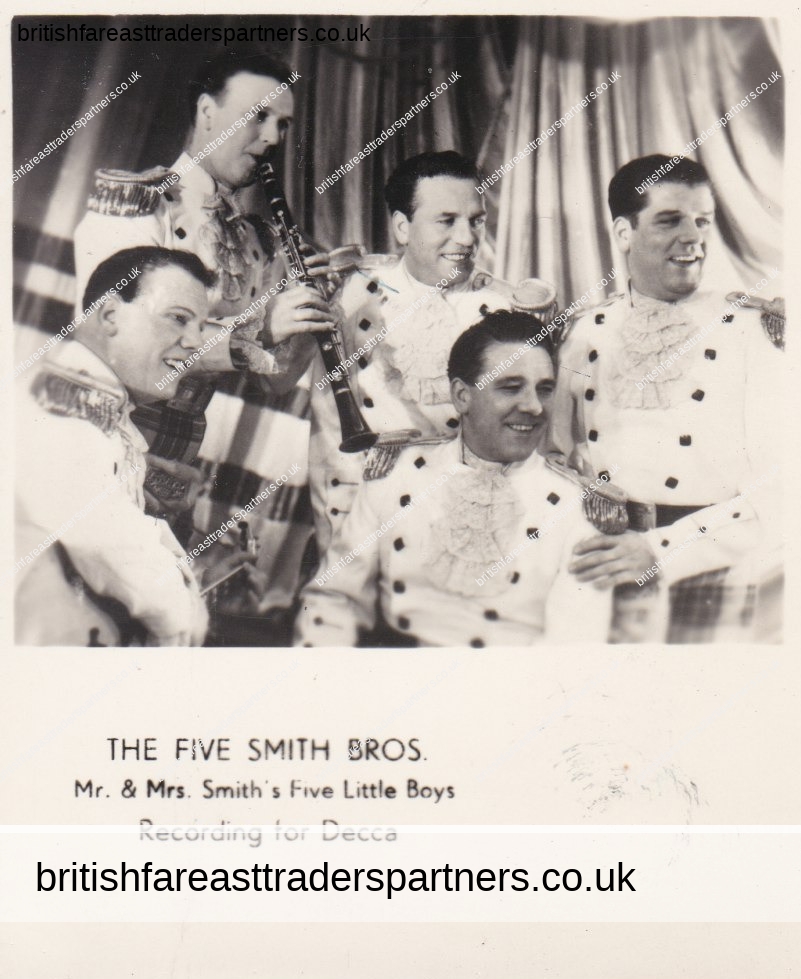 VINTAGE 1955 PHOTO “THE FIVE SMITH BROS.” “MR. & MRS. SMITH’S FIVE LITTLE BOYS” RECORDING FOR DECCA NEWCASTLE, TYNE & WEAR, ENGLAND VINTAGE | MUSIC  | PERFORMERS | LOCAL CELEBRITIES | SOUVENIRS | MEMORABILIA | BRITISH