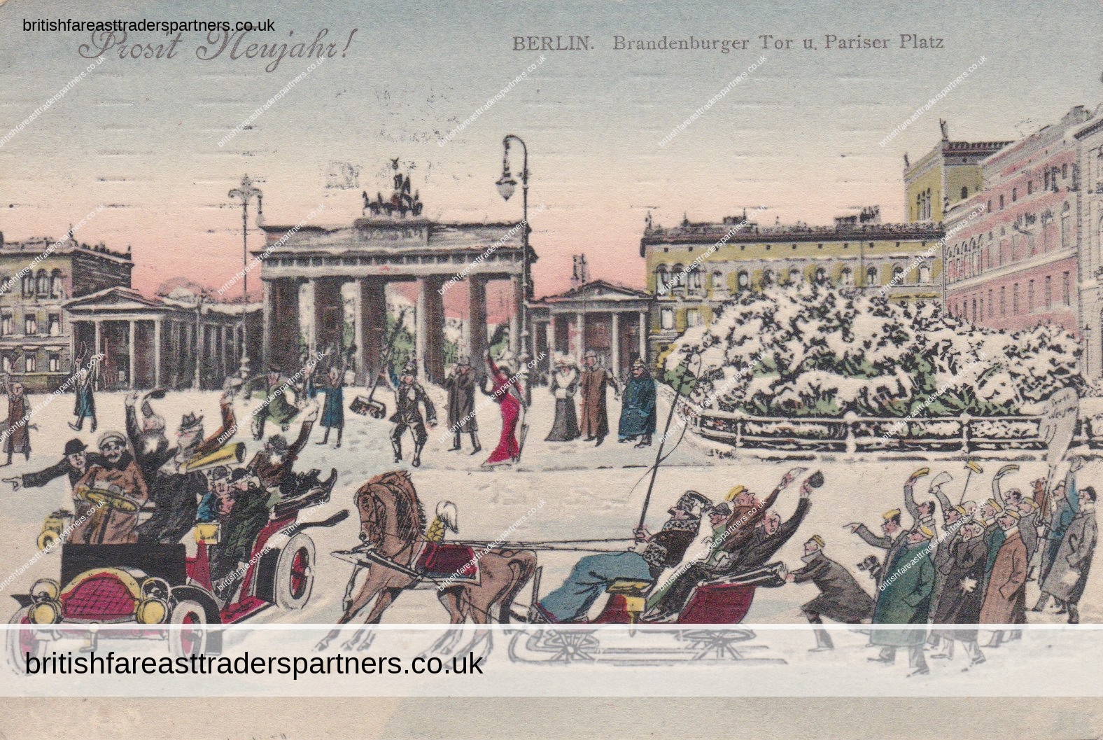 Antique 1910 “Brandenburger Tor u Pariser Platz” Prosit Neujahr Germany Postcard