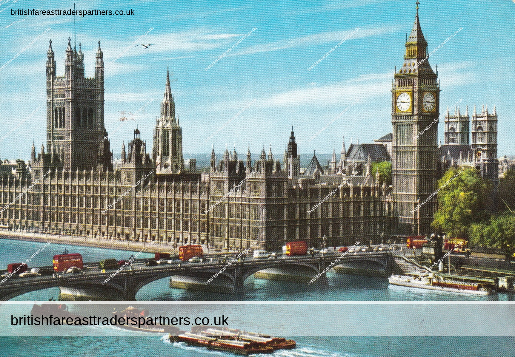 VINTAGE TOPOGRAPHICAL POSTCARD “THE HOUSES OF PARLIAMENT AND THE RIVER THAMES” LONDON | ENGLAND | UNITED KINGDOM BRITISH | ARCHITECTURE | ARCHITECTURAL HERITAGE | SOCIETY | SOCIAL HISTORY | CULTURE | HERITAGE | LIFESTYLE