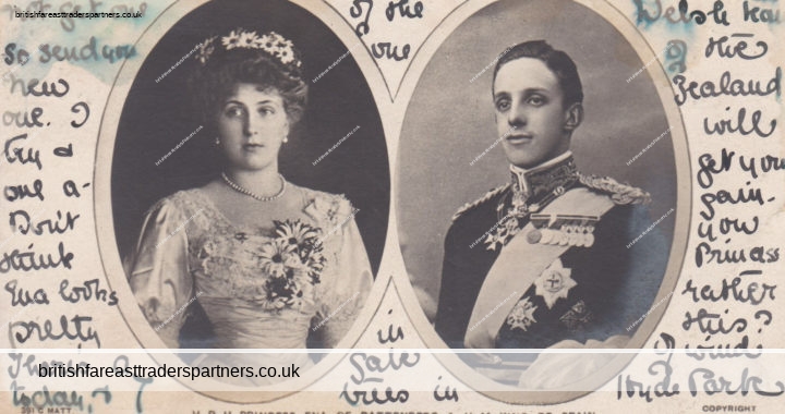 ANTIQUE “H.R.H. PRINCESS ENA OF BATTENBERG & H.M. KING OF SPAIN” POSTCARD