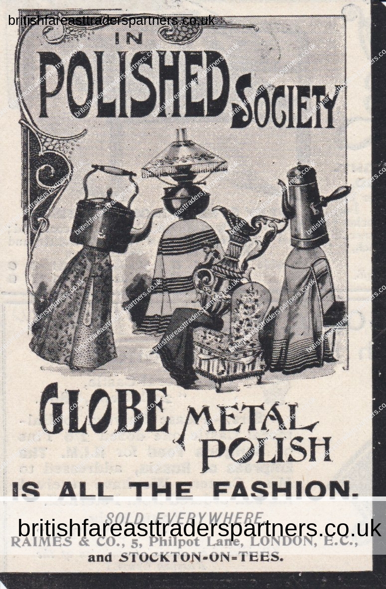 VINTAGE PRINT AD “IN POLISHED SOCIETY GLOBE METAL POLISH IS ALL THE FASHION” ADVERTISING COLLECTABLES |  HOME & KITCHEN ADVERTISING | CULTURE | HERITAGE | LIFESTYLE