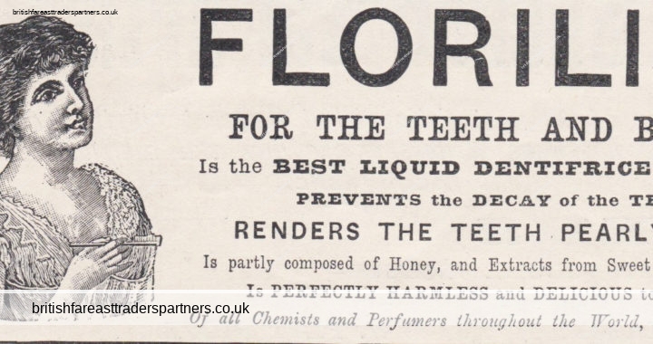 ANTIQUE 1900 “FLORILINE” VICTORIAN LONDON ENGLAND Print Ad