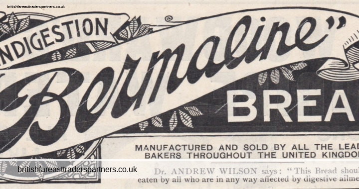 VINTAGE 1936 “Bermaline Bread For Indigestion” LONDON, ENGLAND U.K Print Ad