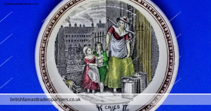 ANTIQUE VICTORIAN ENGLAND  “CRIES OF LONDON by ADAMS” COLLECTABLE TRINKETS DISH