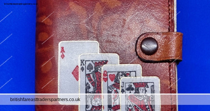 VINTAGE COLLECTABLES “PLAYING CARDS on  BROWN LEATHER POUCH / WALLET”