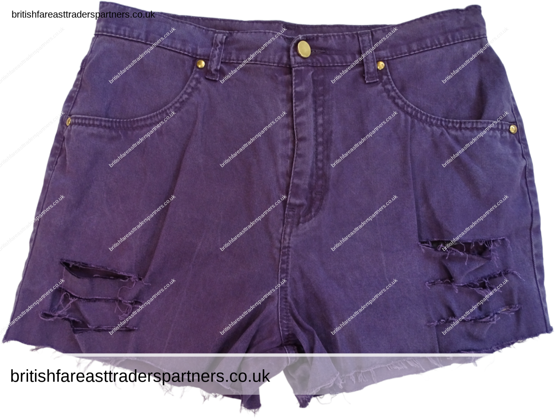 WOMEN’S LADIES UPCYCLED DENIM SHORTS “MARKS & SPENCER PURPLE” DISTRESSED / DESTROYED / RIPPED FASHION | CULTURE | LIFESTYLE
