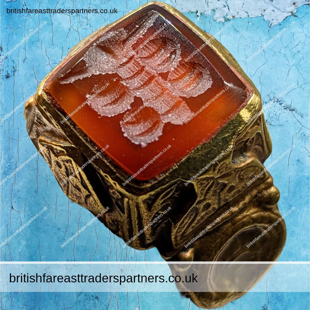 ANCIENT POST MEDIEVAL ISLAMIC OTTOMAN RING GOLDEN GILDED SIGNET SIGIL SEAL INSECT INTAGLIO CARVED ON REDDISH GEMSTONE ISLAMIC COLLECTABLES |  JEWELLERY | CULTURE | HERITAGE | HISTORY | FASHION | LIFESTYLE