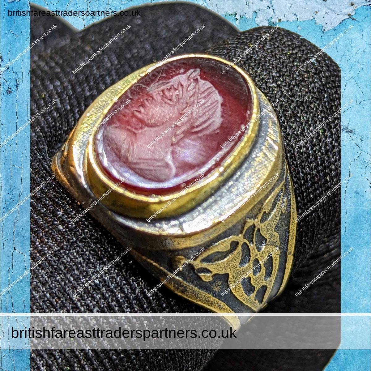 ANCIENT ROMAN RULER RING GOLDEN GILDED SIGNET SIGIL SEAL INTAGLIO CARVED ON SOFT RED GEMSTONE ANTIQUITY | ANCIENT | COLLECTABLES |  ROMAN | JEWELLERY | CULTURE | HERITAGE | HISTORY | FASHION | LIFESTYLE