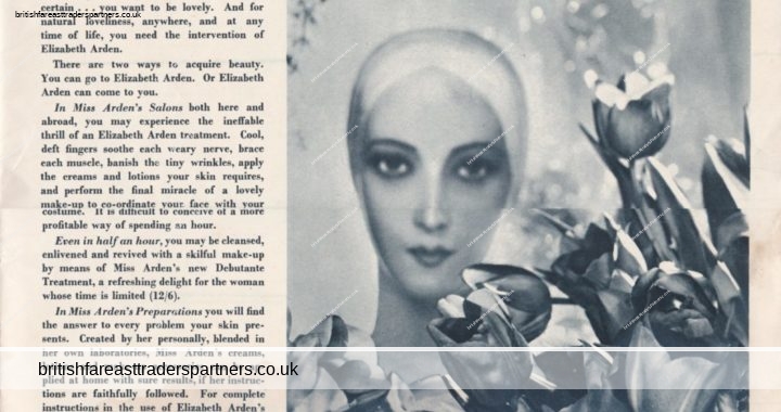 VINTAGE 1935 ‘ELIZABETH ARDEN for SPRINGTIME LOVELINESS LONDON PRINT Ad