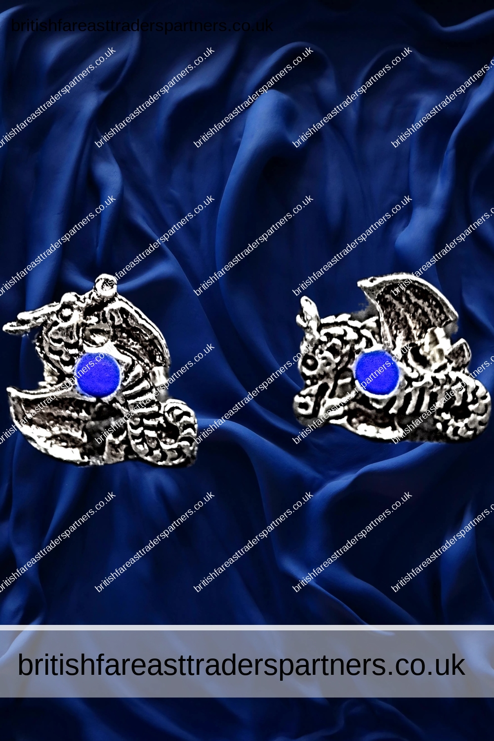WELSH DRAGON BLUE HEART STERLING SILVER STUD EARRINGS EARRINGS | FINE JEWELLERY | STERLING SILVER | WALES / WELSH | DRAGON | HERITAGE | HISTORY | FASHION | CULTURE | LIFESTYLE