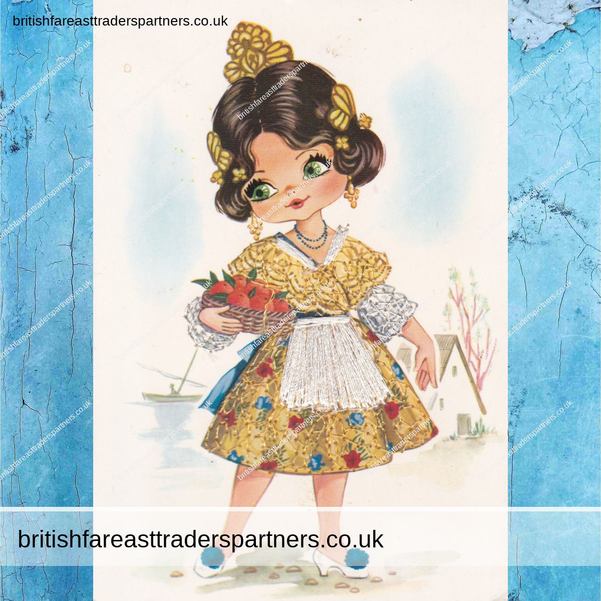 VINTAGE CUTE SPANISH LADY EMBROIDERED POSTCARD TRADITIONAL COSTUMES | SPAIN / SPANISH | EUROPE / EUROPEAN  VINTAGE & ANTIQUES | COLLECTABLES | PAPER & EPHEMERA | HERITAGE | FASHION | LIFESTYLE & CULTURE