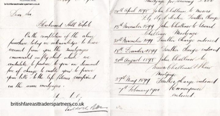 ANTIQUE 1900 PADDOCK & SONS SOLICITORS BLACKWOOD HILL ESTATE Handwritten LETTER