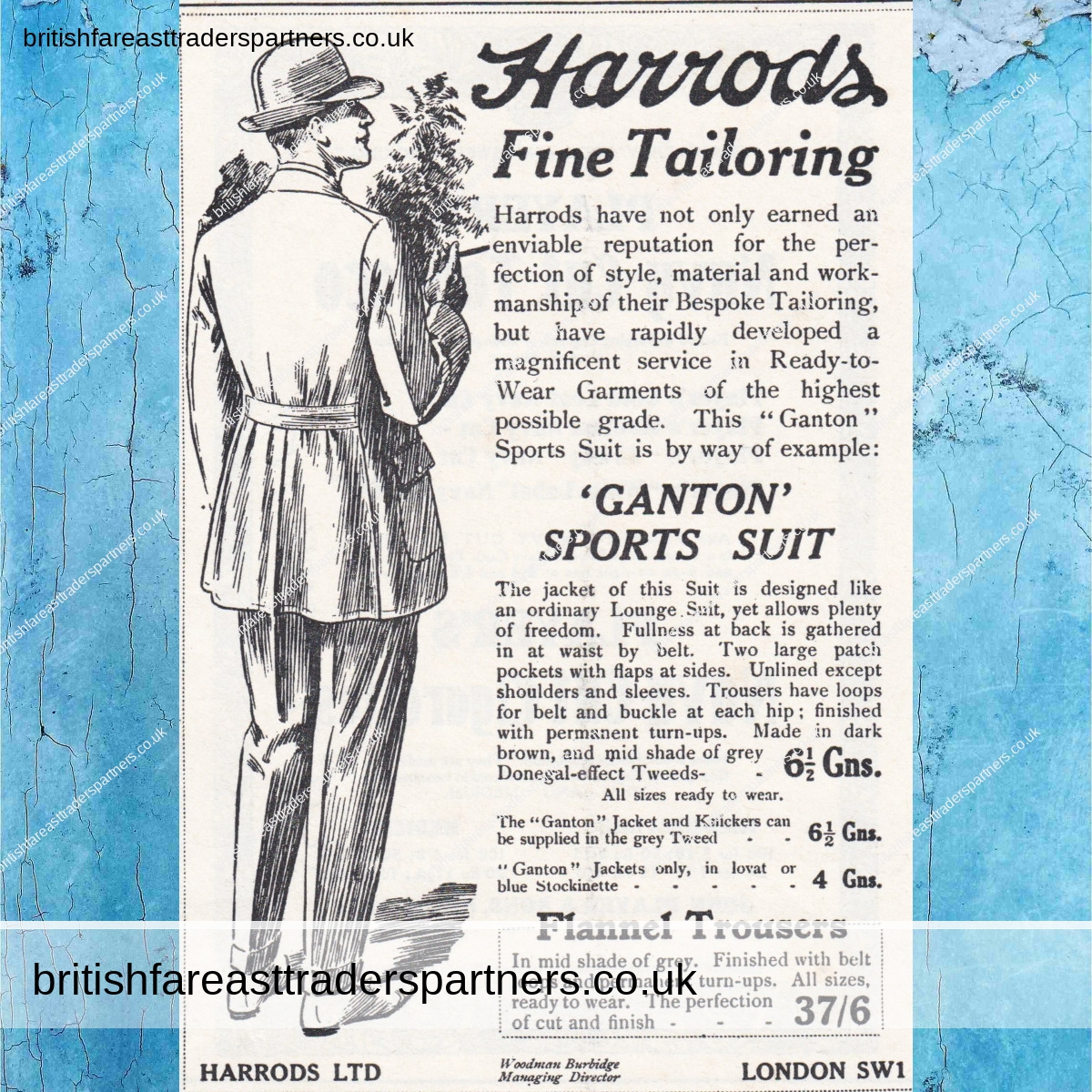ANTIQUE 1920 PRINT ADVERTISING FROM THE ILLUSTRATED LONDON NEWS “HARRODS FINE TAILORING” VINTAGE & ANTIQUES | COLLECTABLES | FASHION | ADVERTISING COLLECTABLES |  PAPER & EPHEMERA | BRITISH FASHION HERITAGE | LIFESTYLE & CULTURE