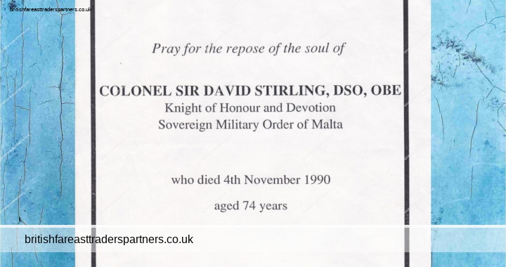 VINTAGE 1990 Death COLONEL DAVID STIRLING FOUNDER OF THE BRITISH SAS Ephemera